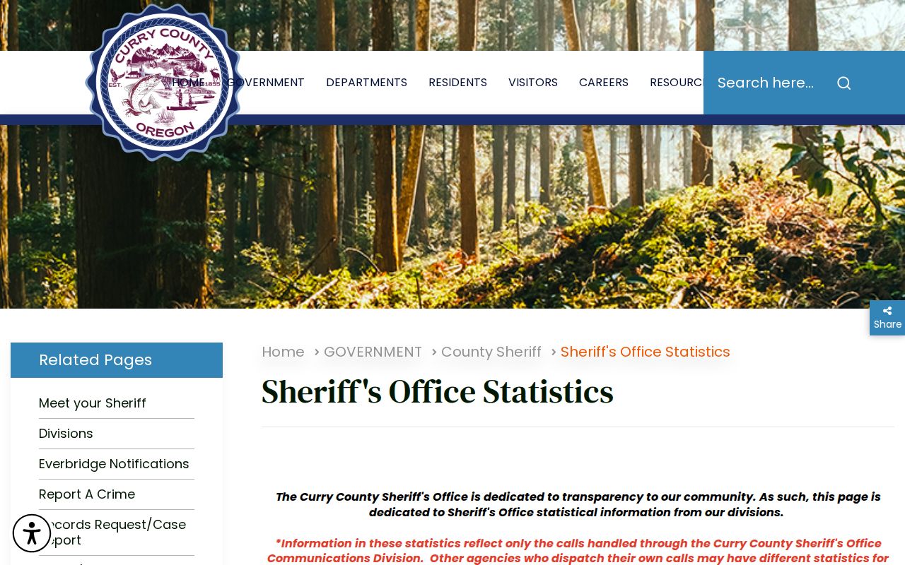 Curry County Sheriff booking statistics and report index