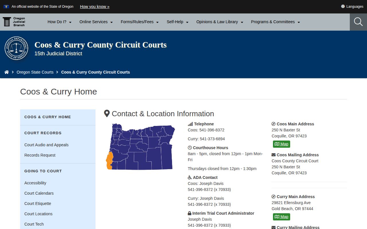 Curry County Circuit Court official court information page