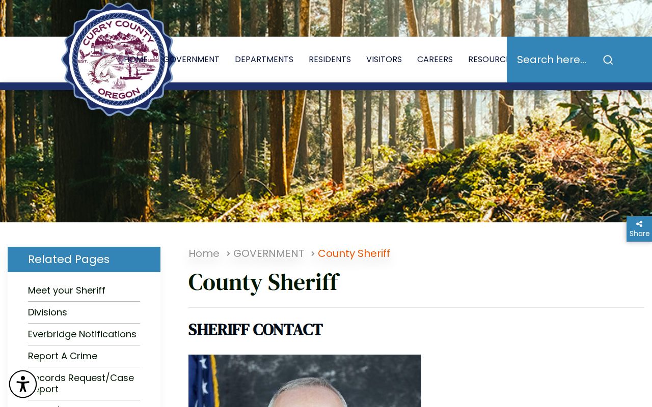 Curry County Sheriff's Office official website navigation